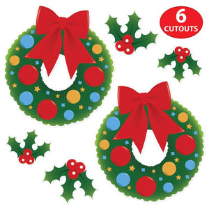 Beistle Bulk Holly/Wreath Cutout Decorations - 72 Pack