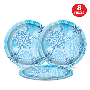 Beistle Bulk Snowflake 9 inch Paper Plates - 96 Pack