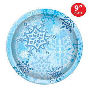 Beistle Bulk Snowflake 9 inch Paper Plates - 96 Pack