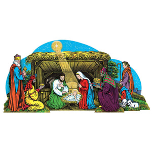 Vintage Christmas Glittered Nativity Scene Table Decoration - Bulk 12 Pack