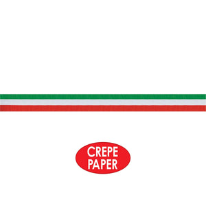 Fire Resistant Red, White & Green Crepe Streamer 