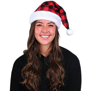 Bulk Plaid Santa Hat - Red & Black (Case of 12) by Beistle