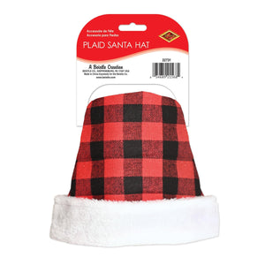 Bulk Plaid Santa Hat - Red & Black (Case of 12) by Beistle