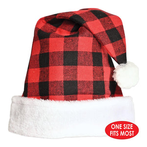 Bulk Plaid Santa Hat - Red & Black (Case of 12) by Beistle