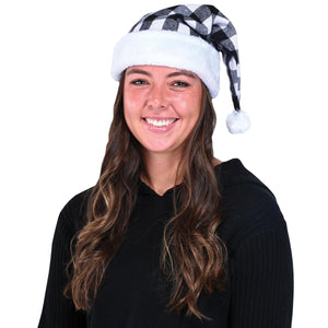 Bulk Plaid Santa Hat - Black & White (Case of 12) by Beistle