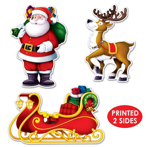 Beistle Bulk Santa, Sleigh/Reindeer Cutout Decorations - 36 Pack