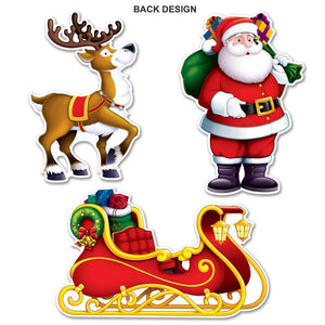 Beistle Bulk Santa, Sleigh/Reindeer Cutout Decorations - 36 Pack