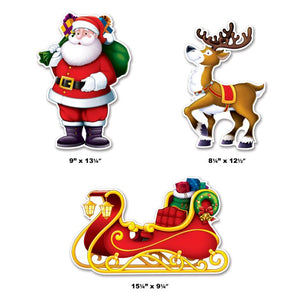 Beistle Bulk Santa, Sleigh/Reindeer Cutout Decorations - 36 Pack