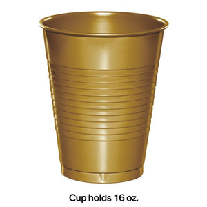 Bulk Pack of 40 Glittering Gold 16 Oz Plastic Cups