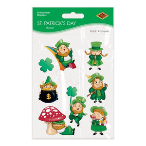 Beistle Bulk Leprechaun/Shamrock Stickers - 48 Sticker Sheets