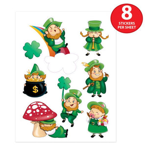 Beistle Bulk Leprechaun/Shamrock Stickers - 48 Sticker Sheets