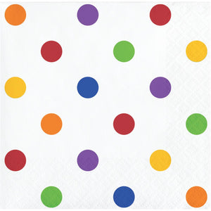 Dots & Stripes Multicolor 2-Ply Paper Beverage Napkin (16/Pkg)