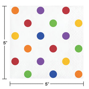 Dots & Stripes Multicolor 2-Ply Paper Beverage Napkin (16/Pkg)