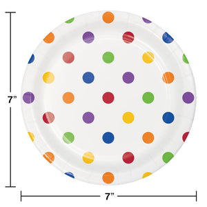 Dots & Stripes Multicolor 6.75 inch Paper Luncheon Plate (8/Pkg)