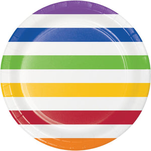 Dots & Stripes Multicolor 8.75 inch Paper Dinner Plate (8/Pkg)