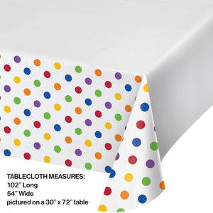 Dots & Stripes Multicolor Plastic Tablecover, 54" x 102" (1/Pkg)