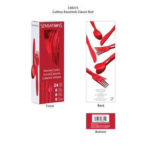 Bulk Pack of 48 Classic Red Assorted Plastic Cutlery