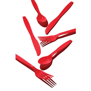 Bulk Pack of 48 Classic Red Assorted Plastic Cutlery