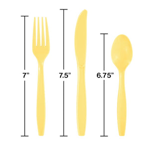 Bulk Pack of 48 Soft Yellow Assorted Plastic Cutlery