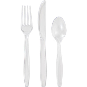 Bulk Pack of 48 Clear Assorted Plastic Cutlery