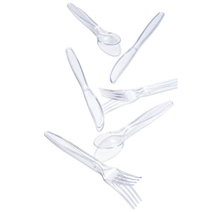 Bulk Pack of 48 Clear Assorted Plastic Cutlery