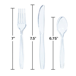 Bulk Pack of 48 Clear Assorted Plastic Cutlery