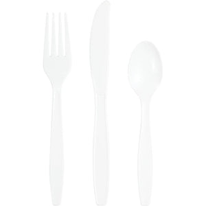 Bulk Pack of 48 White Assorted Plastic Cutlery