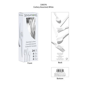 Bulk Pack of 48 White Assorted Plastic Cutlery