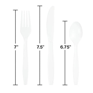 Bulk Pack of 48 White Assorted Plastic Cutlery