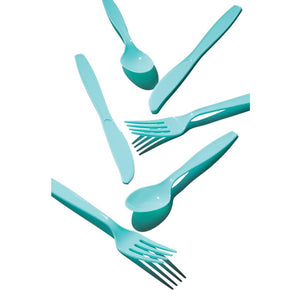 Bulk Pack of 48 Spa Blue Assorted Plastic Cutlery