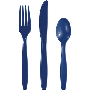 Bulk Pack of 48 Navy Assorted Plastic Cutlery