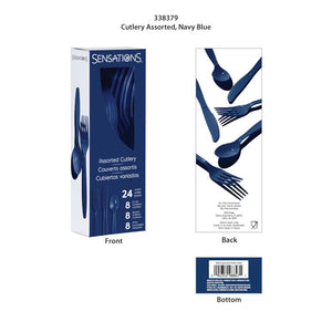 Bulk Pack of 48 Navy Assorted Plastic Cutlery