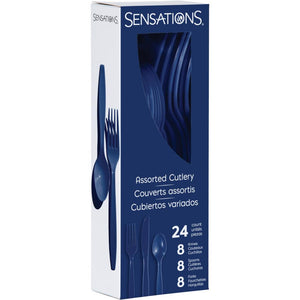 Bulk Pack of 48 Navy Assorted Plastic Cutlery