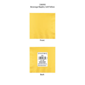 Bulk Pack of 80 Soft Yellow 2Ply Beverage Napkin