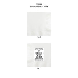 Bulk Pack of 80 White 2Ply Beverage Napkin