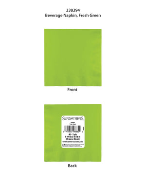 Bulk Pack of 80 Fresh Green 2ply Beverage Napkin