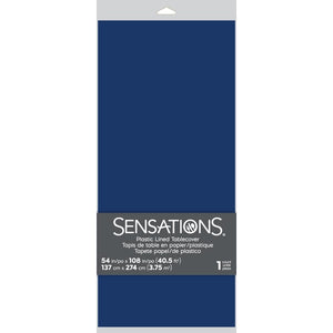 Bulk Pack of 2 Navy Tablecover, 54"x108" Paper/Poly