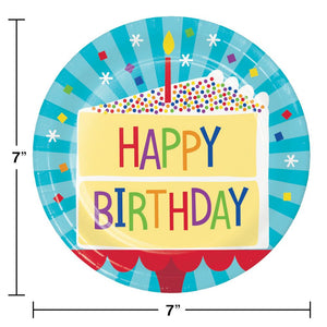 Cake Theme Birthday 6.75 inch Paper Dessert Plates (8/Pkg)