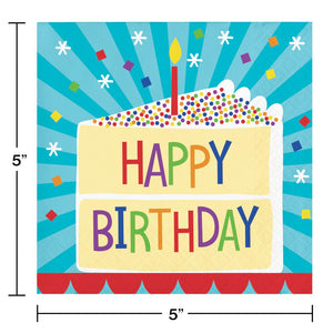 Cake Theme Birthday 2-Ply Paper Beverage Napkins (16/Pkg)