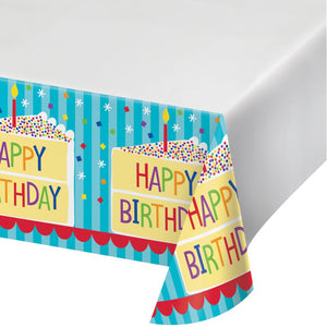 Cake Theme Birthday Plastic Tablecover 48" x 88" (1/Pkg)