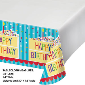 Cake Theme Birthday Plastic Tablecover 48" x 88" (1/Pkg)