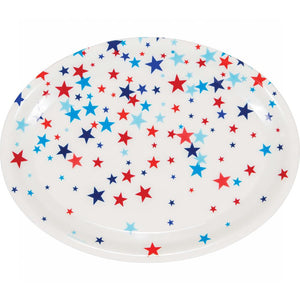 Patriotic Decor 14 inch Oval Plastic Tray (1/Pkg)