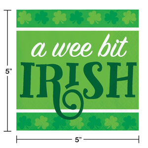 Bulk Pack of 48 Irish Clover "Wee Bit Irish" Beverage Napkin