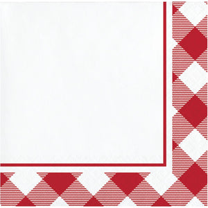 Bulk Pack of 48 Classic Gingham Beverage Napkin