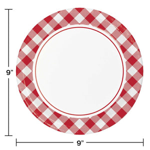 Bulk Pack of 16 Classic Gingham Dinner Plate