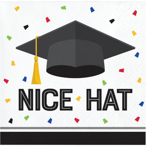 Bulk Pack of 48 Graduation Fun "Nice Hat" Beverage Napkin