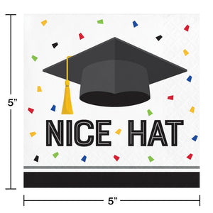 Bulk Pack of 48 Graduation Fun "Nice Hat" Beverage Napkin