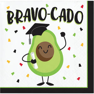 Bulk Pack of 48 Graduation Fun Bravocado Beverage Napkin