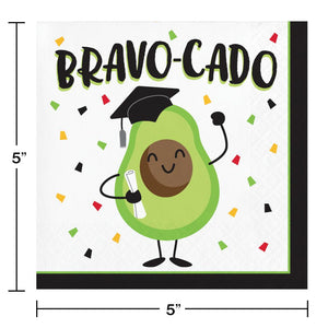 Bulk Pack of 48 Graduation Fun Bravocado Beverage Napkin