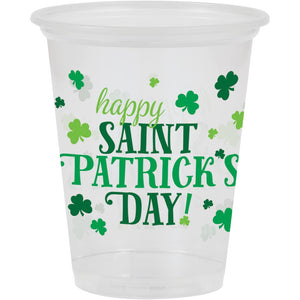 Bulk Pack of 16 Clear Happy St Pats 16Oz Plastic Cup